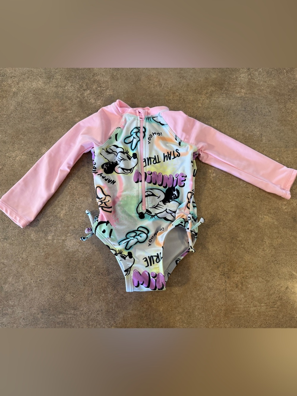 Jumping BeanDisney Minnie Mouse Pastel Tie-Dye One-Piece Swimsuit 12M